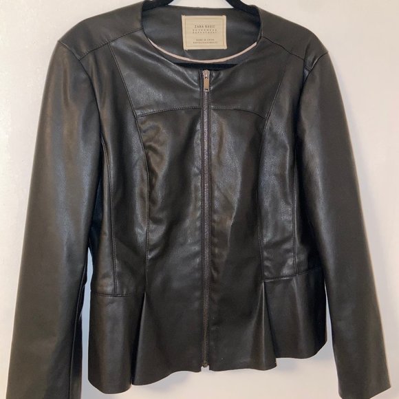 Zara Faux-Leather Peplum Jacket - Picture 1 of 5